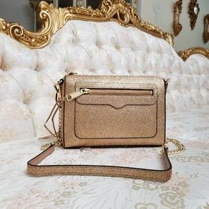 Rebecca Minkoff Rose Gold Glitter Avery Crossbody
